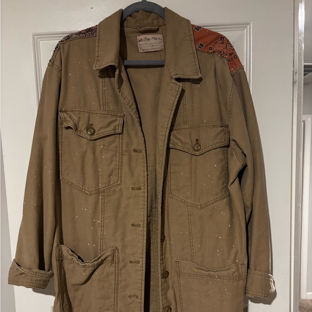 We The Free Brown Jacket With Patterned Accents - image 1